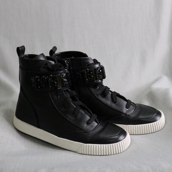 Karl Lagerfeld Hi Top Leather Sneakers Mens 10 Zip Up Black FLASH SALE - Picture 11 of 16